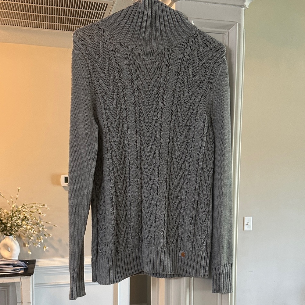 Carhartt Men's Gray Cable Turtleneck Sweater
